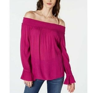 NWT INC Magenta Pink off the shoulder blouse size